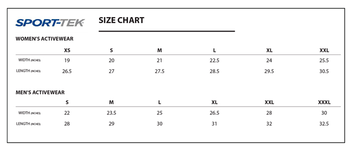 SPORT TEK SIZING CHART