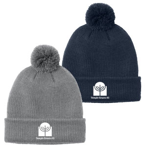 COZY POM BEANIE - TEMPLE EMANU-EL LOGO