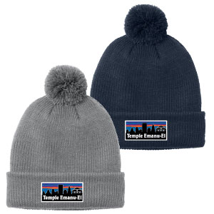 COZY POM BEANIE - TEMPLE SUNSET LOGO