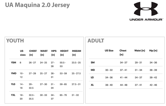 Under Armour Size Chart