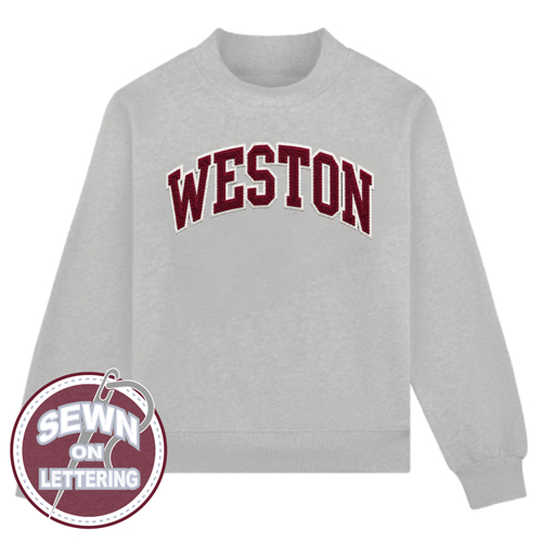 LADIES MOCKNECK CREW - APPLIQUE LETTERING