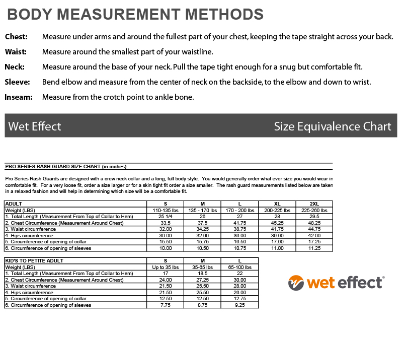 WET EFFCT SIZING CHART